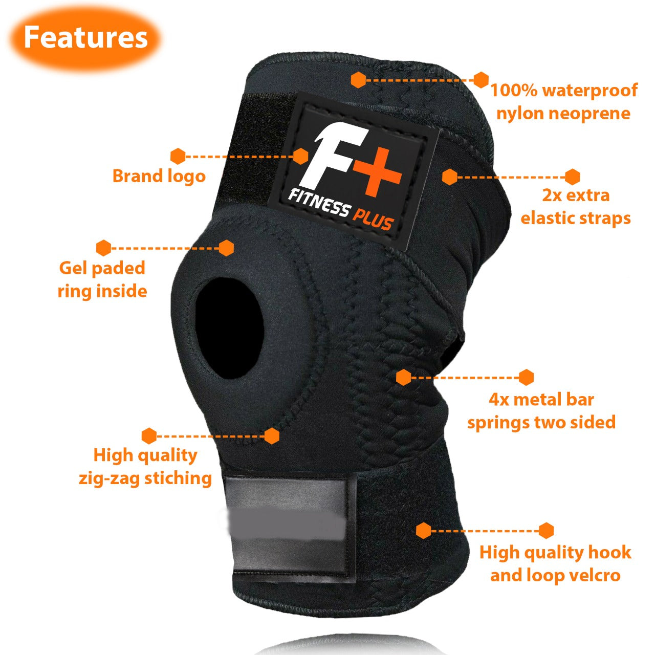 Flexible Knee Support Brace – Heavy Duty Adjustable Neoprene Brace with Dual Springs