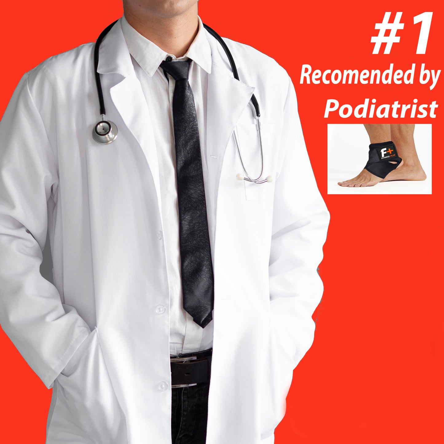 Fitness Plus Ankle Support Brace (Pair) - Heat Compression for Ankle Pain & Iunjry Recovery