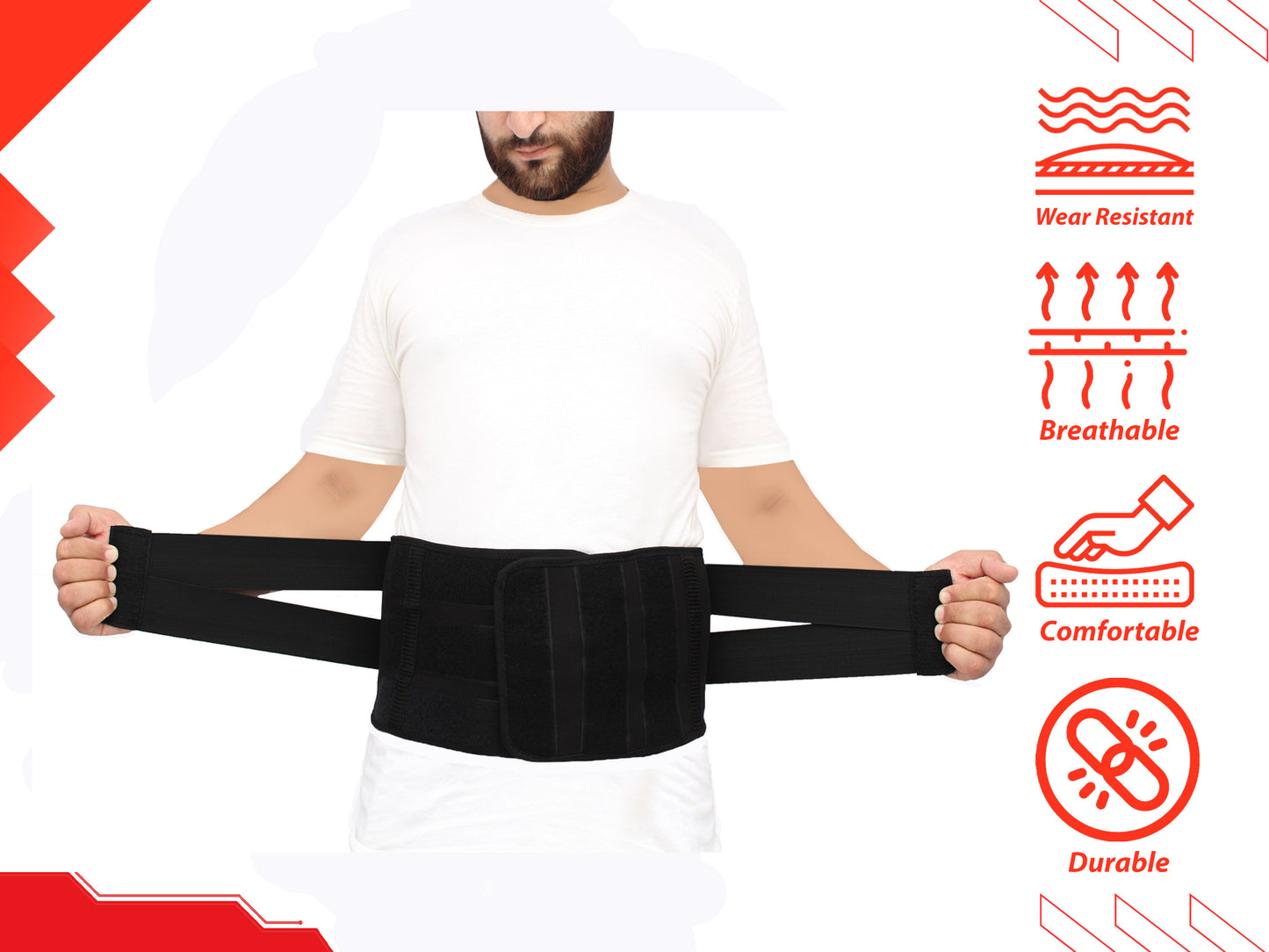 Fitness Plus Back Support Belt – Lumbo Sacral Belt For Back Pain, Made With 100% Nylon 4mm Neoprene