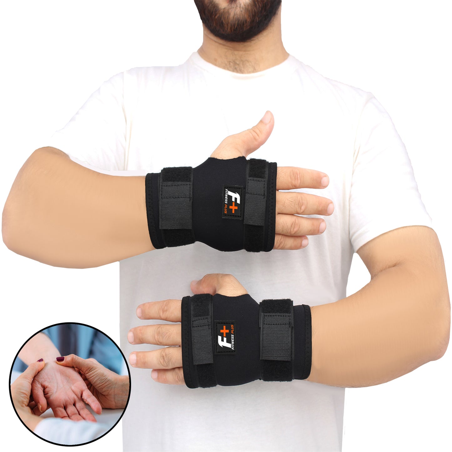 Fitness Plus Wrist Splint (Pair) – Support for Wrist Pain Relief & Injury Recovery