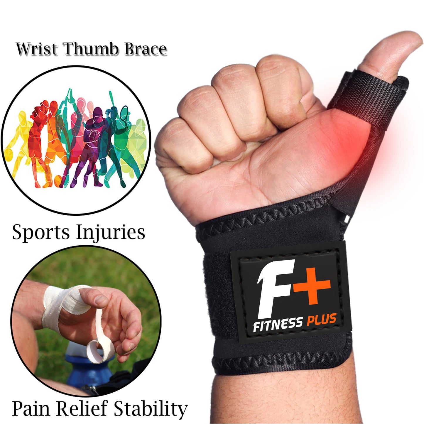Fitness Plus Thumb Brace – Ergonomic Neoprene Support with Adjustable Compression For Thumb Injury