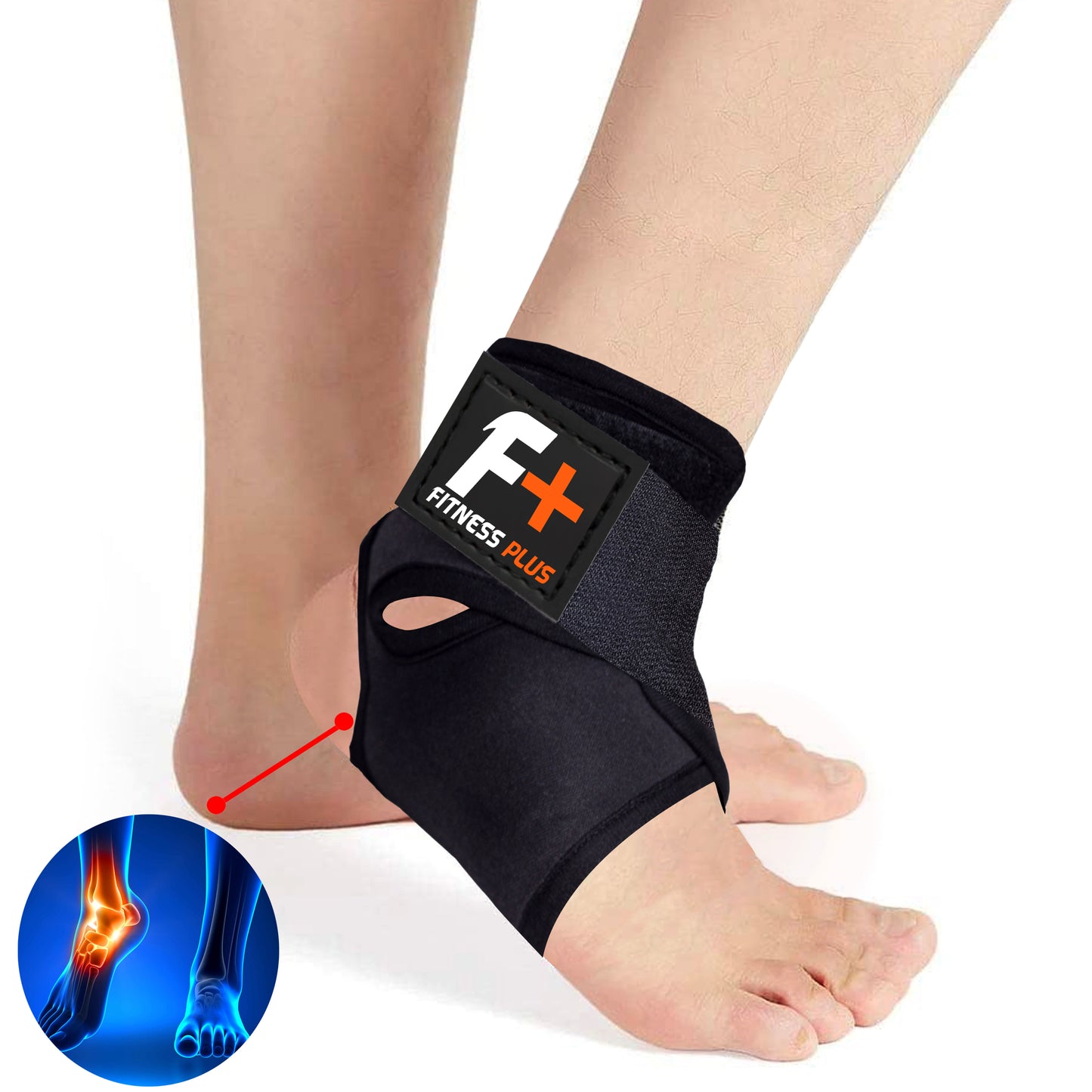 Fitness Plus Ankle Support Brace (Pair) - Heat Compression for Ankle Pain & Iunjry Recovery