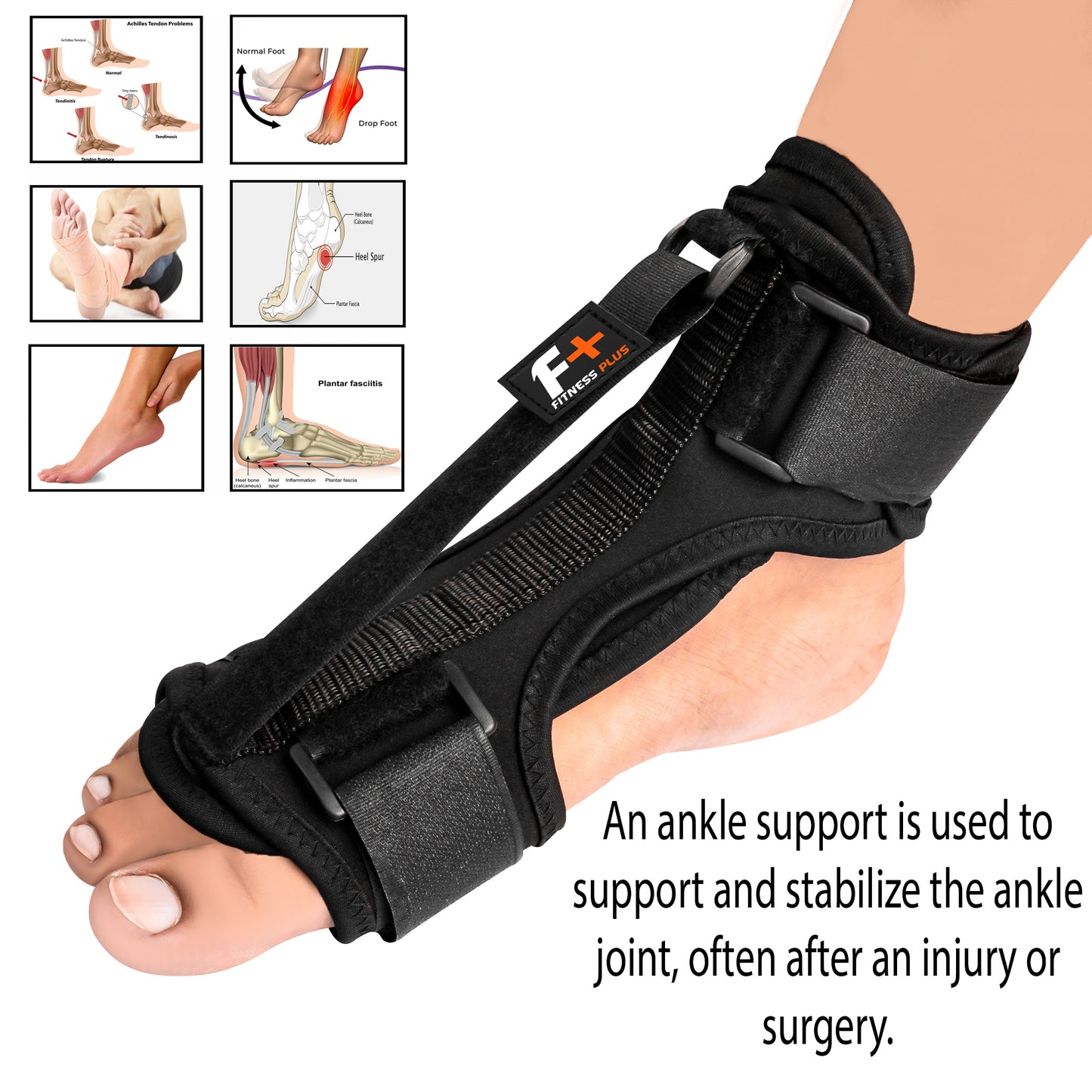 Fitness Plus Ankle Splint - Heavy Duty Splint for Ankle Injury Recovery