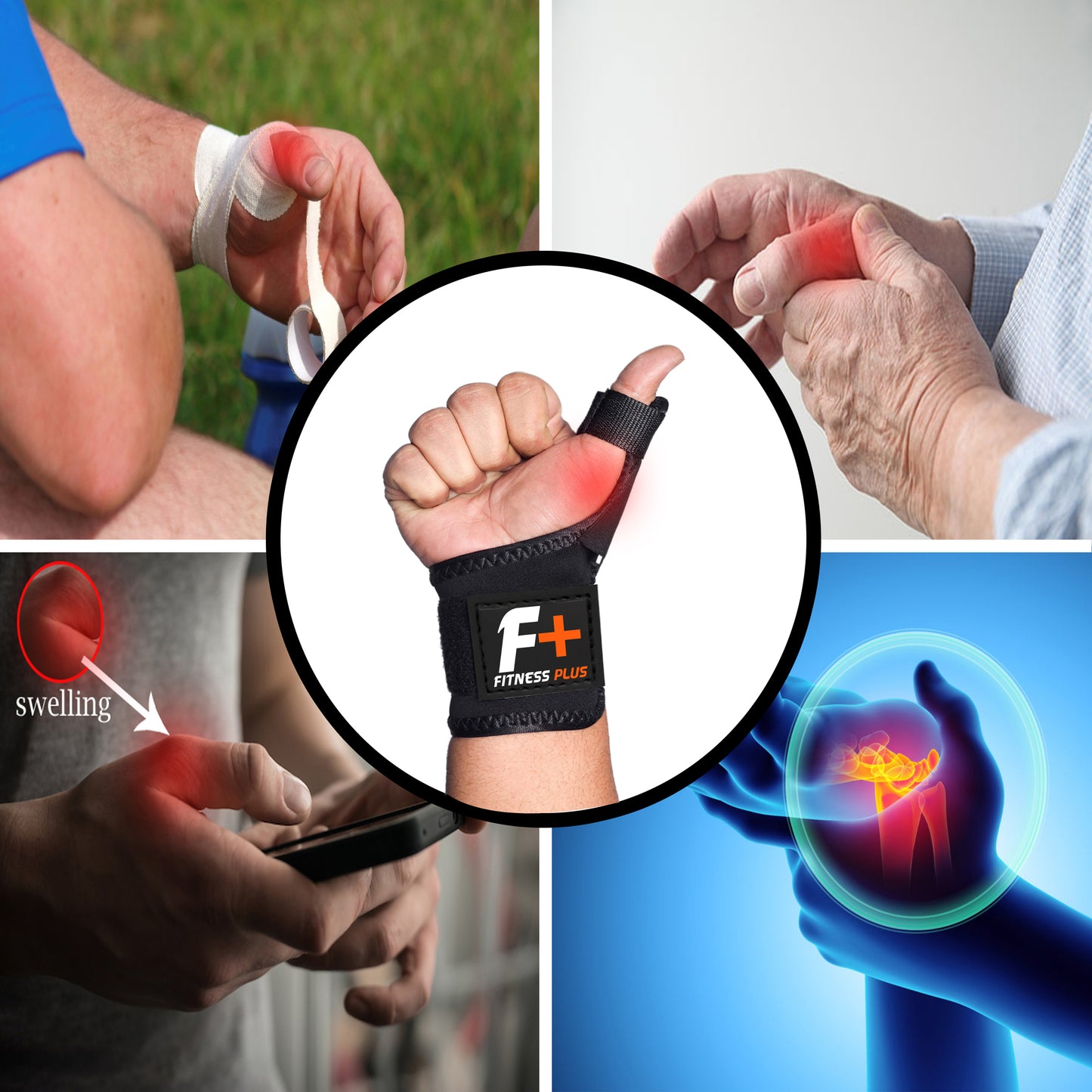 Fitness Plus Thumb Brace – Ergonomic Neoprene Support with Adjustable Compression For Thumb Injury