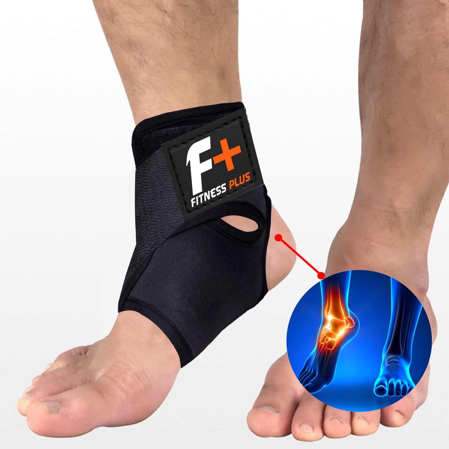 Fitness Plus Ankle Support Brace (Pair) - Heat Compression for Ankle Pain & Iunjry Recovery