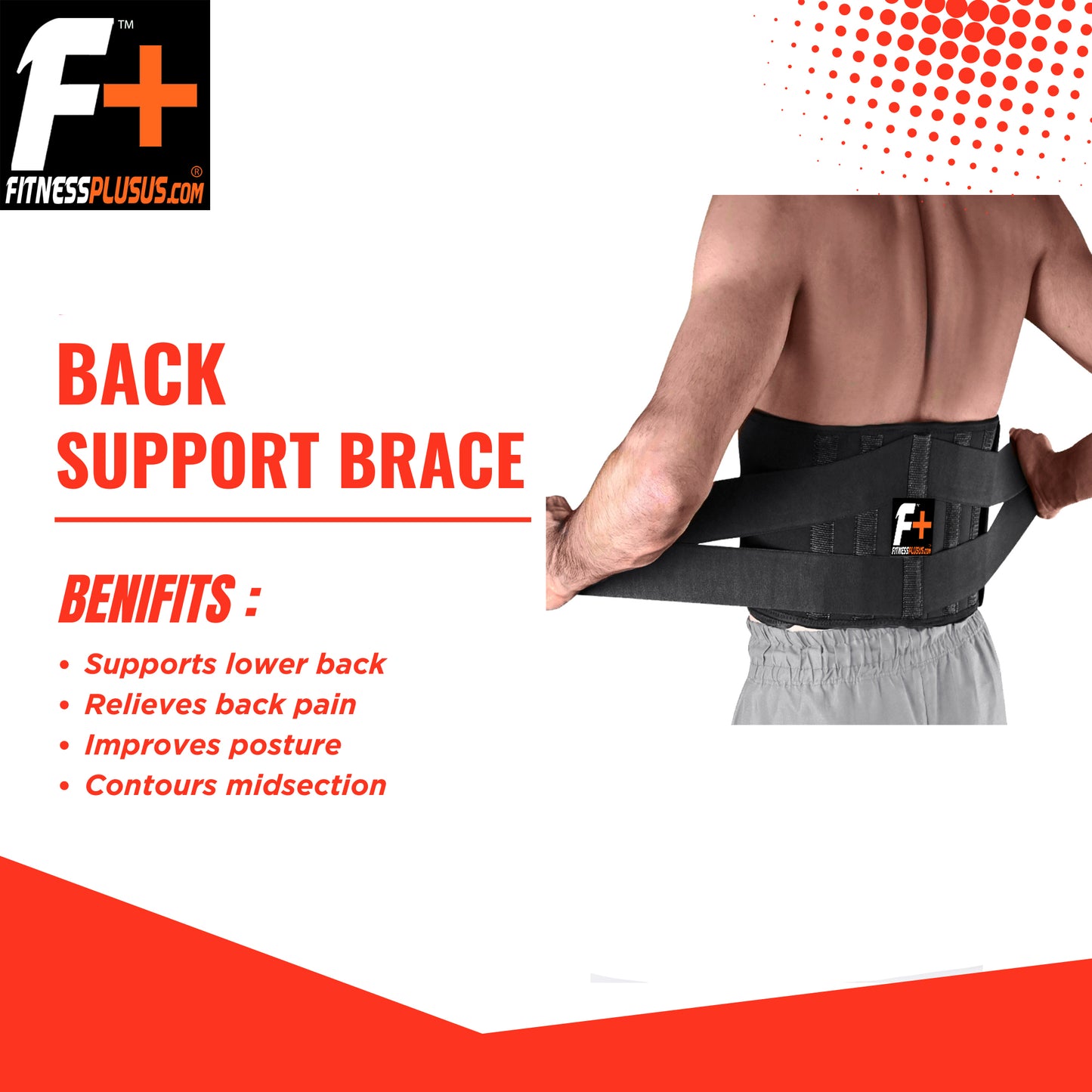Fitness Plus Back Support Belt – Lumbo Sacral Belt For Back Pain, Made With 100% Nylon 4mm Neoprene