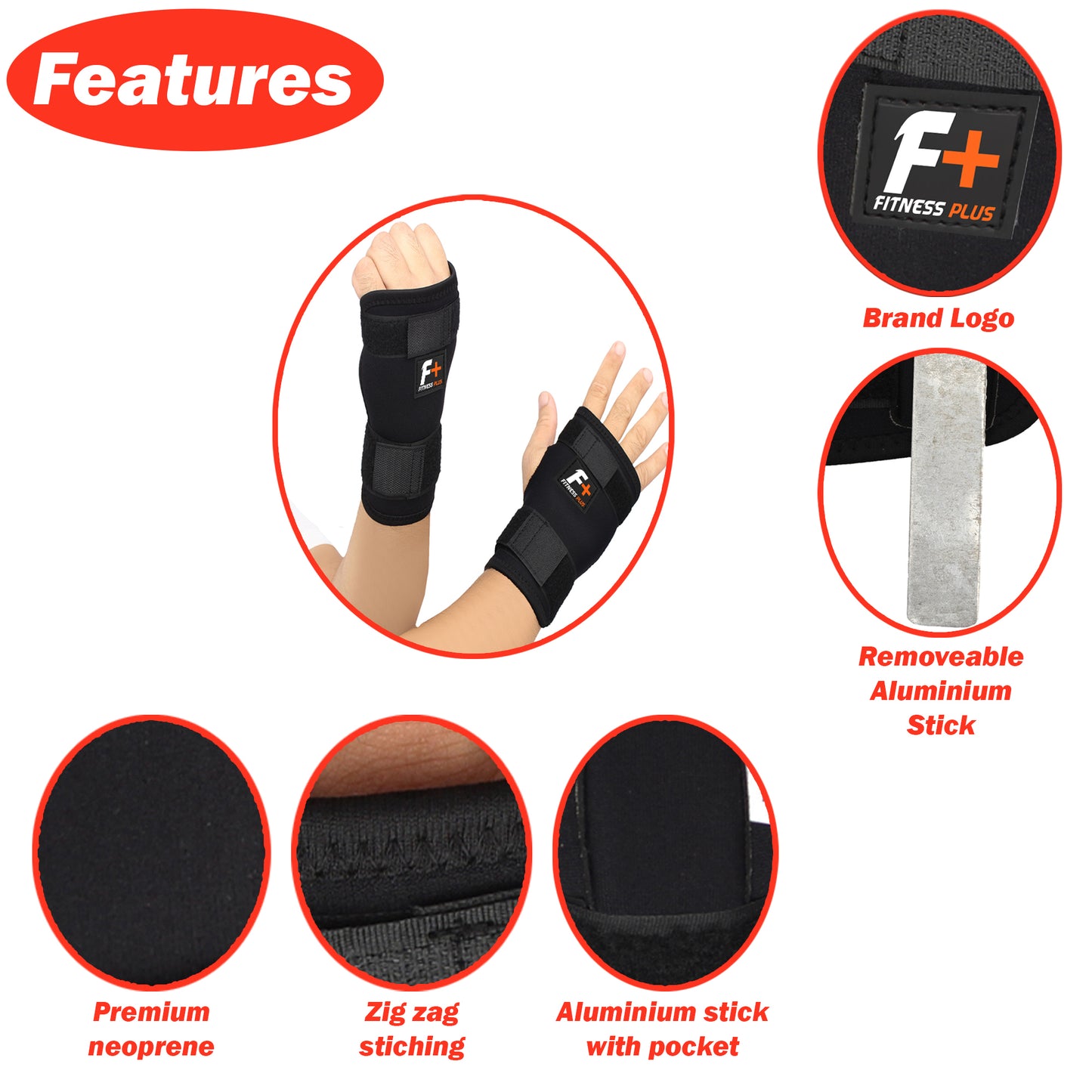 Fitness Plus Wrist Splint (Pair) – Support for Wrist Pain Relief & Injury Recovery