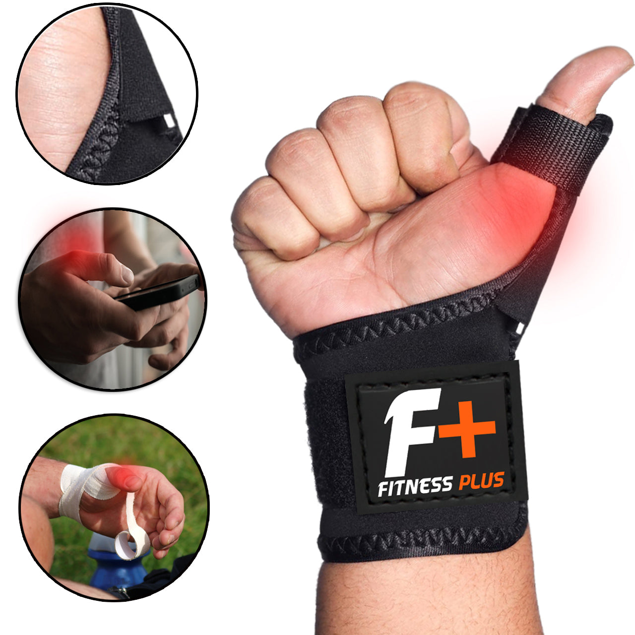 Fitness Plus Thumb Brace – Ergonomic Neoprene Support with Adjustable Compression For Thumb Injury