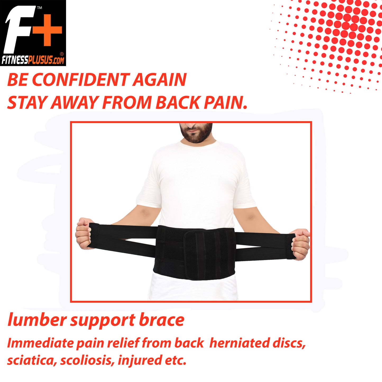 Fitness Plus Back Support Belt – Lumbo Sacral Belt For Back Pain, Made With 100% Nylon 4mm Neoprene