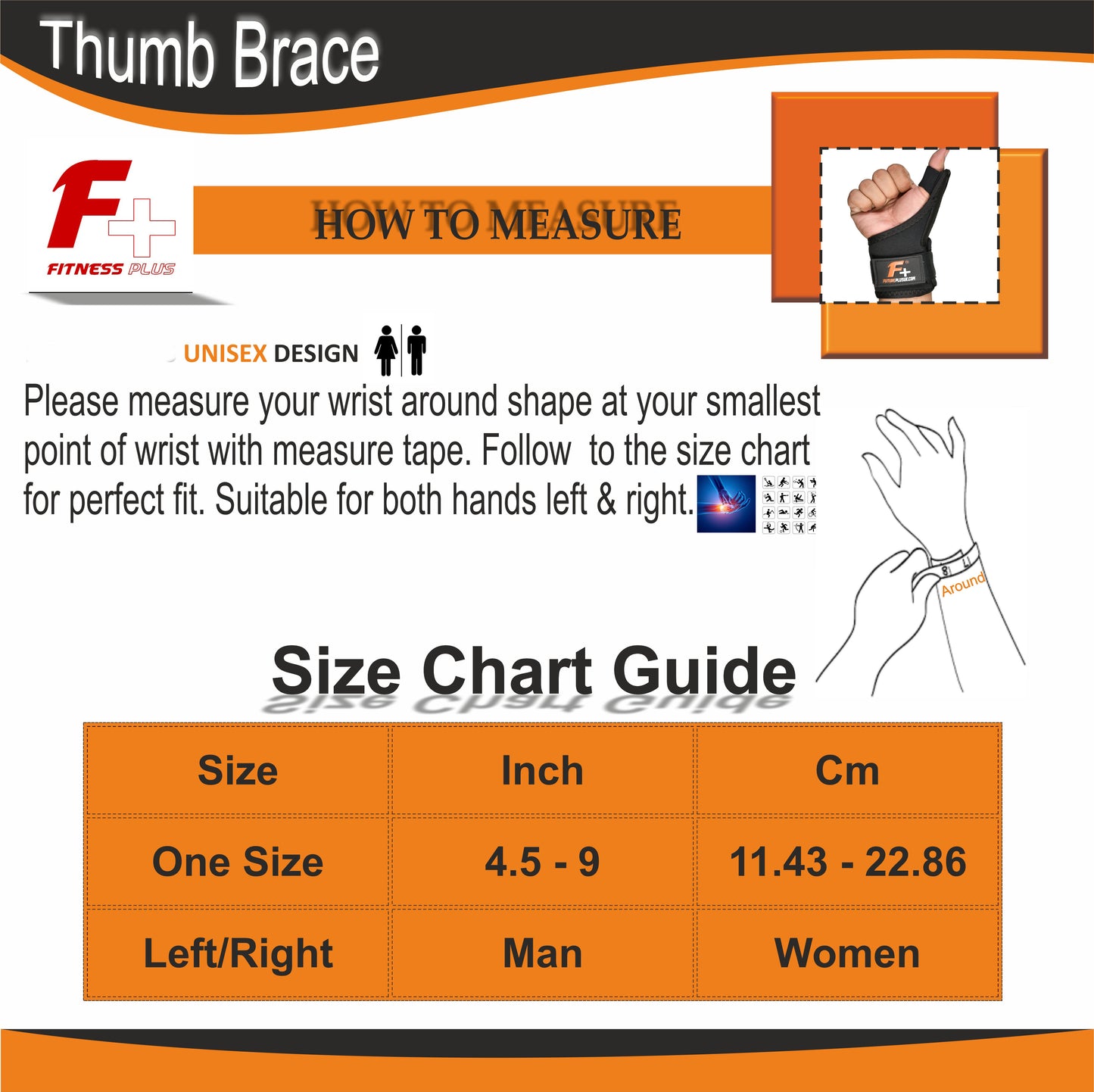 Fitness Plus Thumb Brace – Ergonomic Neoprene Support with Adjustable Compression For Thumb Injury