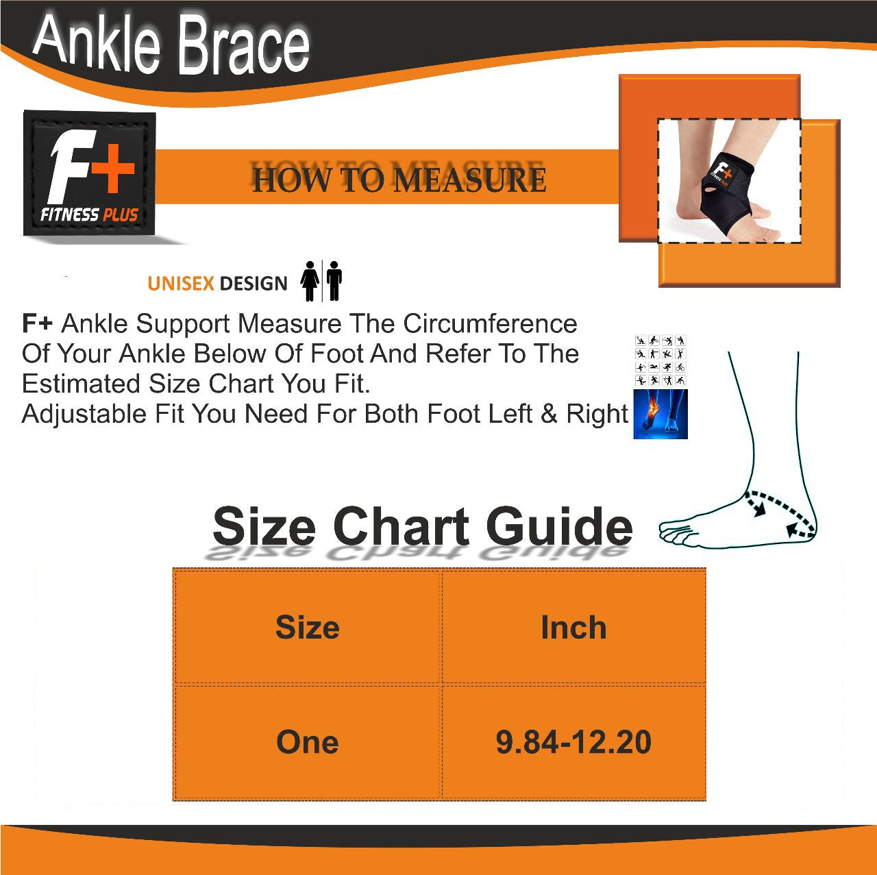 Fitness Plus Ankle Support Brace (Pair) - Heat Compression for Ankle Pain & Iunjry Recovery
